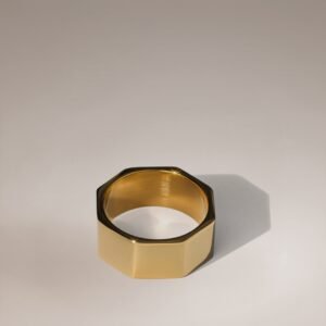 Gold Hexagon Band Ring