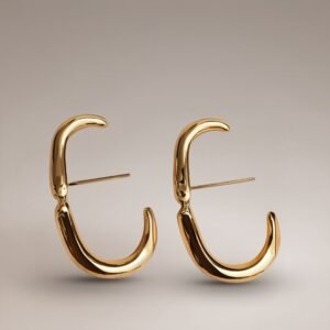 Gold Tone Curved Hoop Earrings