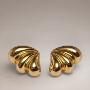 Gold Tone Shell Earrings Pair