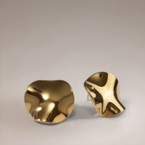 Gold Tone Stud Earrings Pair